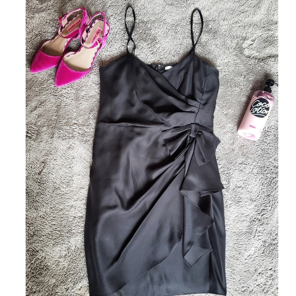 Lauren Conrad Silky Little Black Mini Dress
